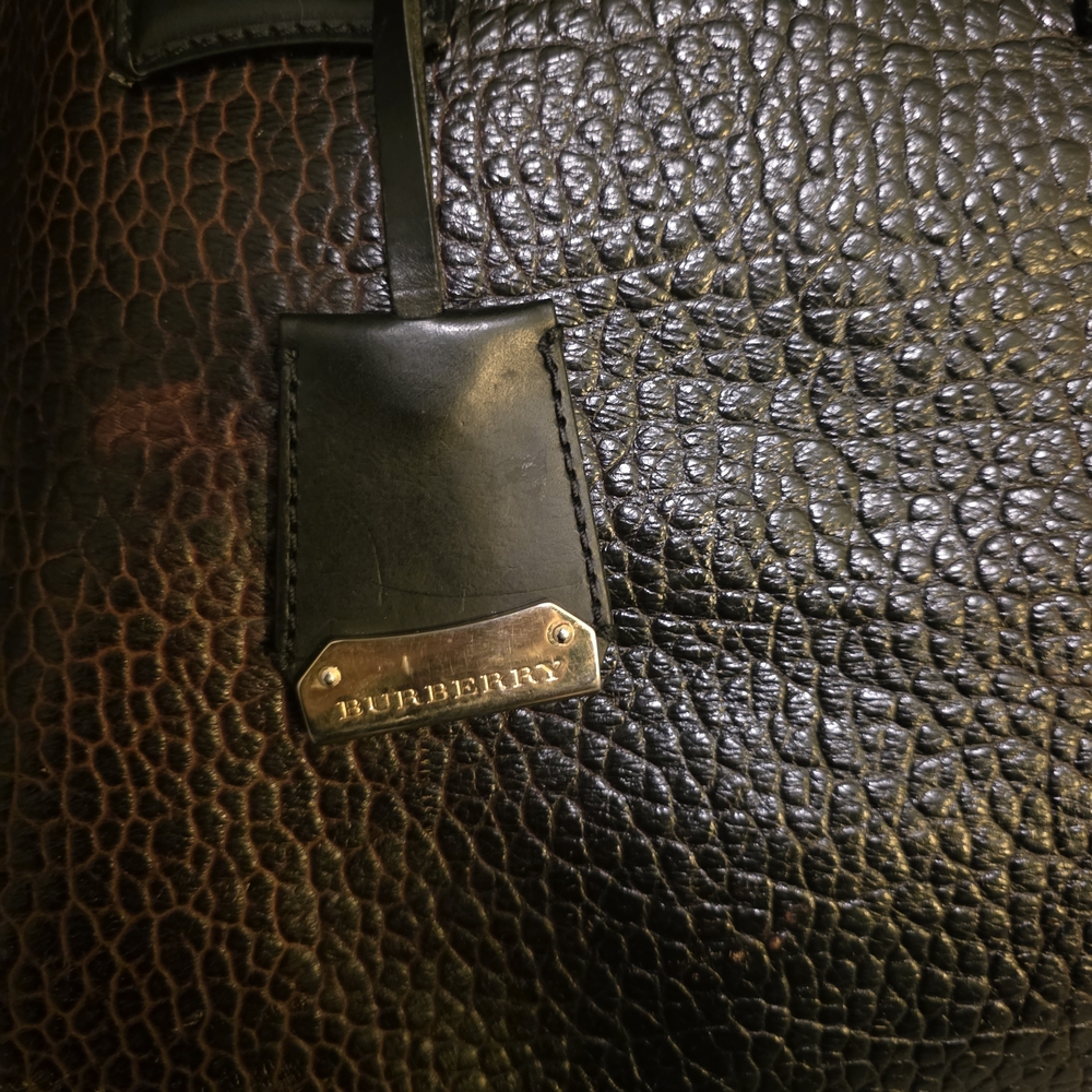Burberry Textured Leather Shoulder Bag in Brown and Black - Picture 6 of 13